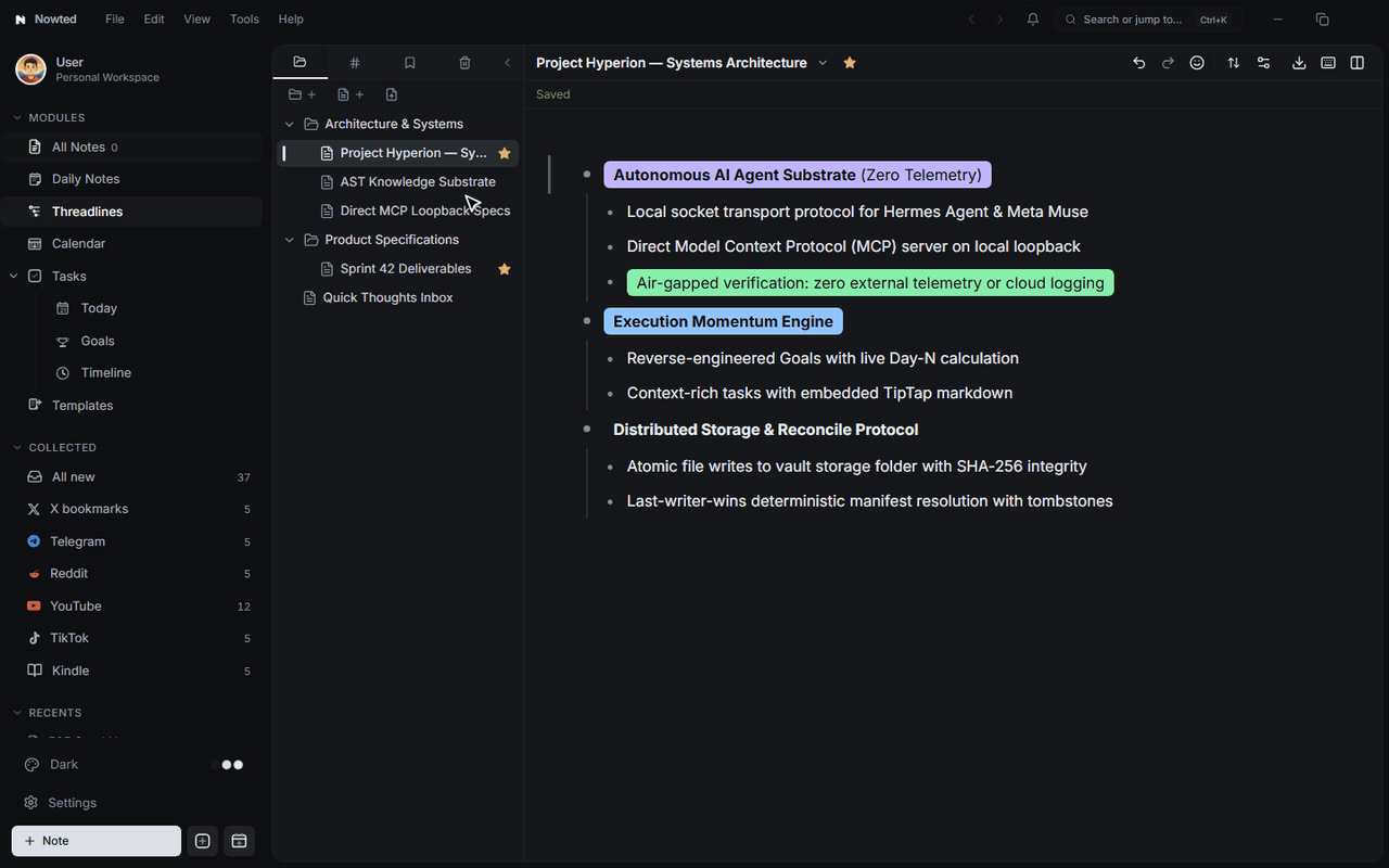 Threadlines Outliner Folding & Deep Focus Live Interaction