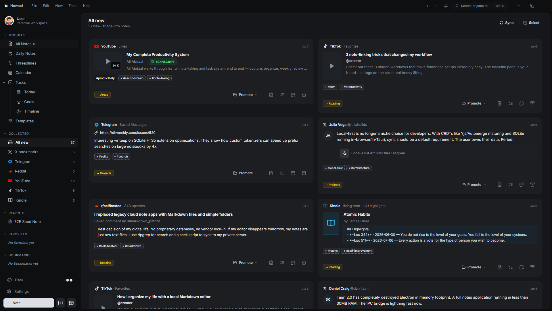 Nowted Collected Unified Stream